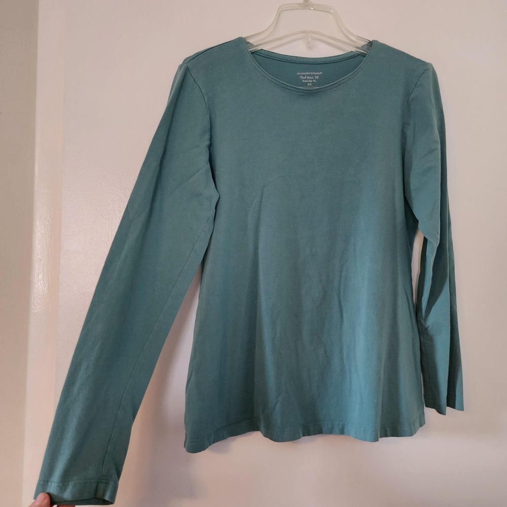 Christopher Banks Green Long Sleeve Everyday Fit Cotton Blend Top PS Small